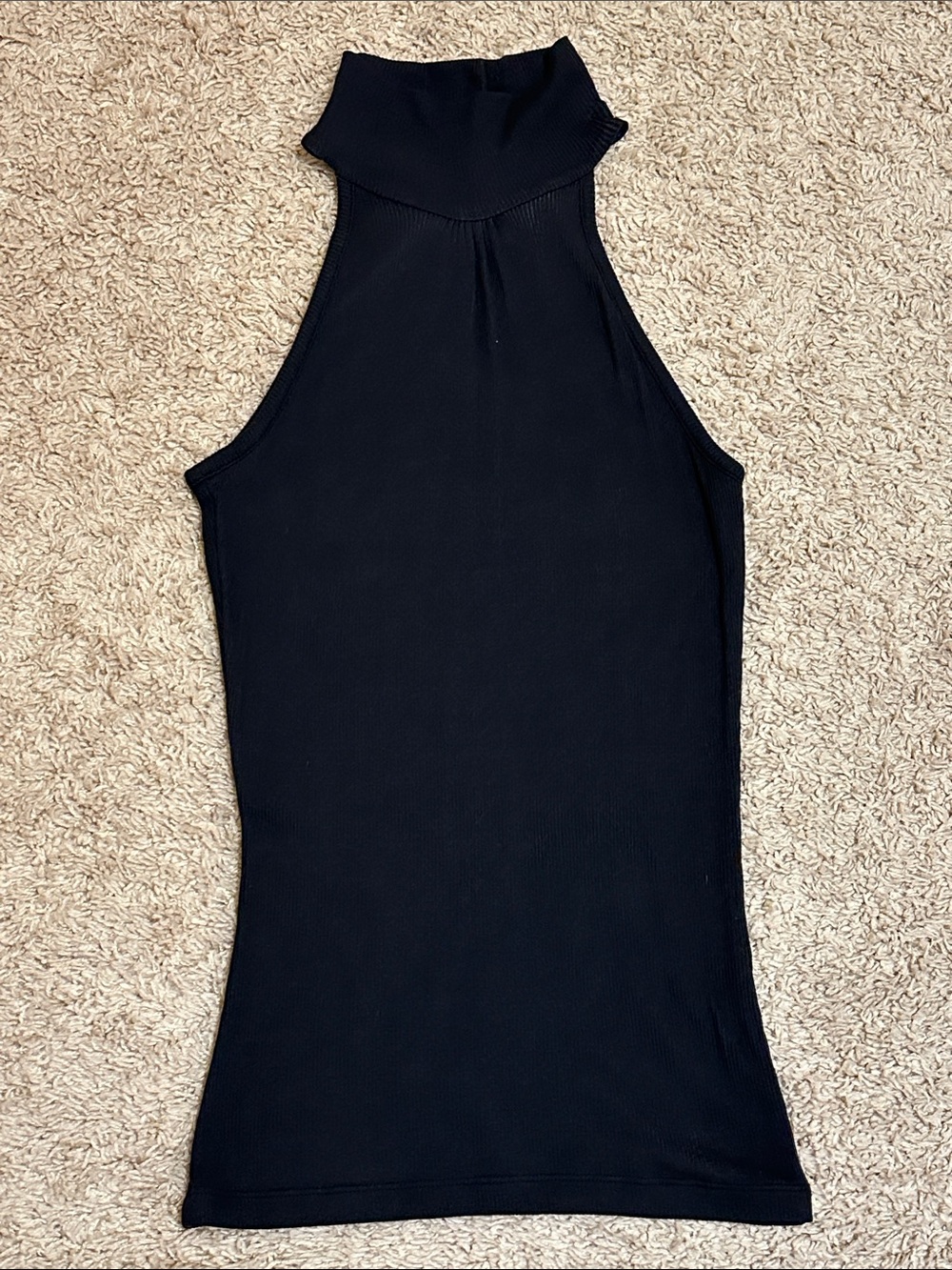 Vintage Y2K Moda International Black Ribbed Mock Neck Tank